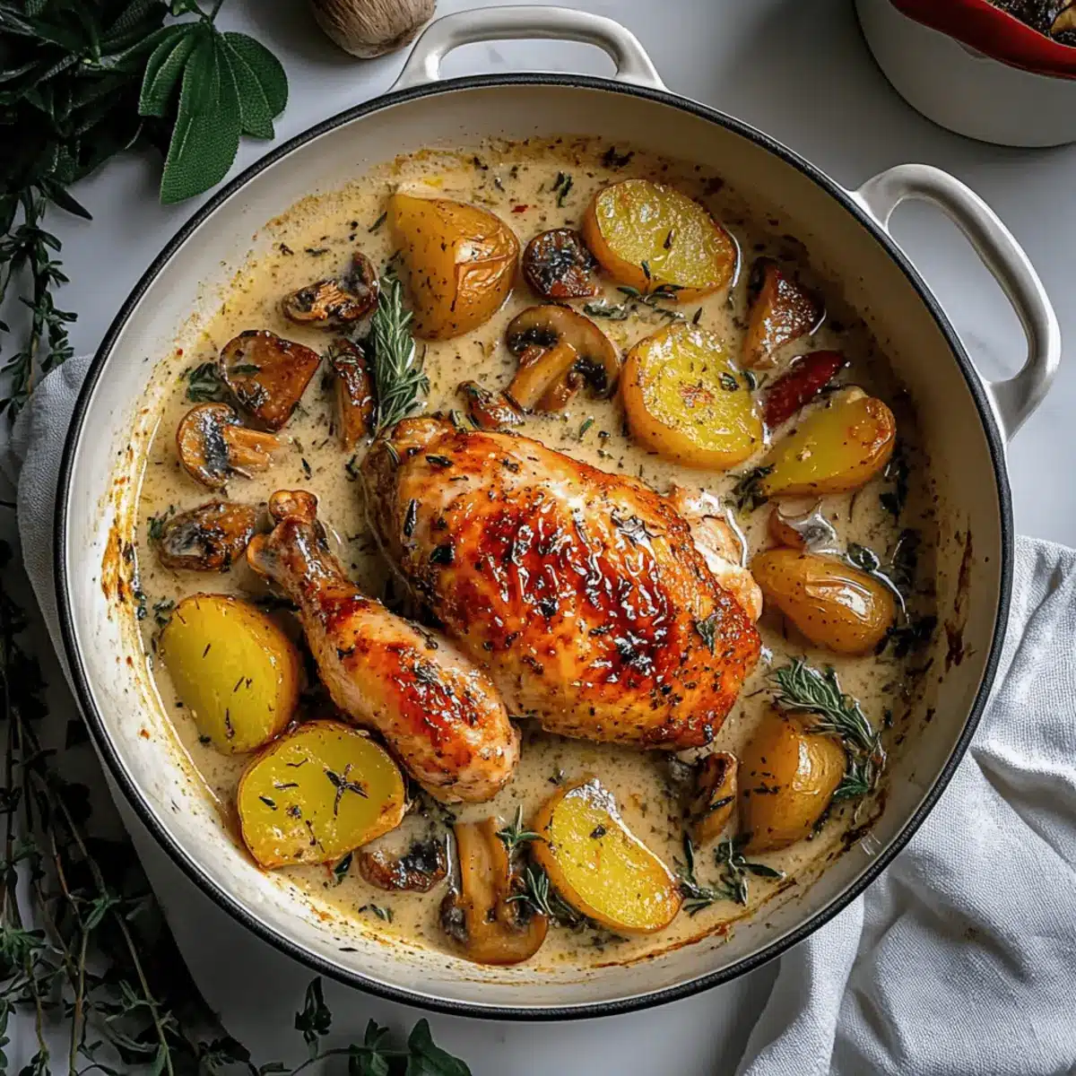 Herb Roasted Chicken in Creamy White Wine Sauce