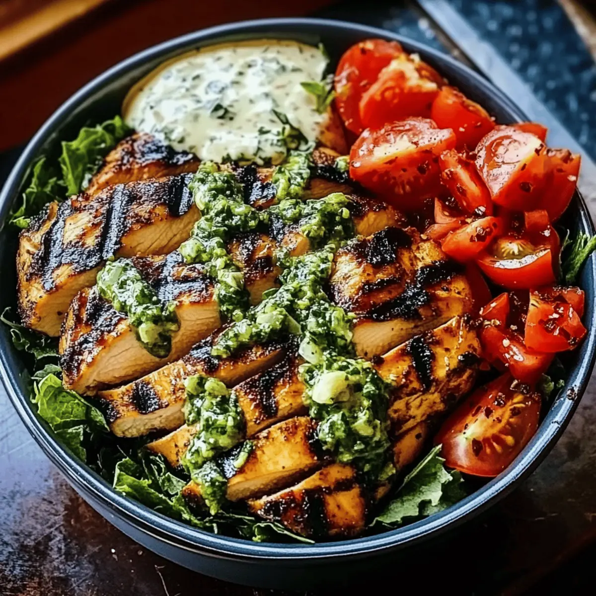 Chimichurri Grilled Chicken Bowl with Garlic Sauce