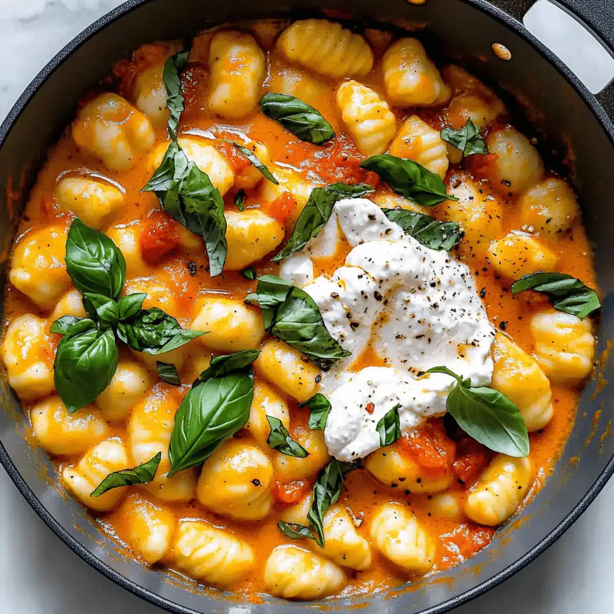 Creamy Tomato Gnocchi with Burrata