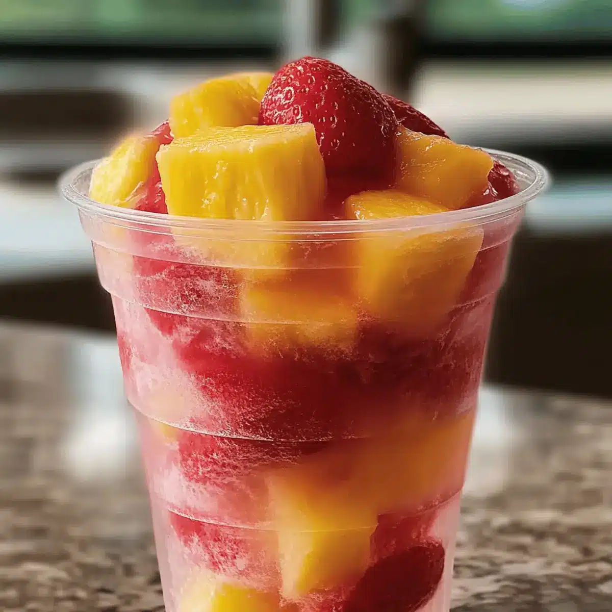 Pineapple Strawberry Swirled Slushies