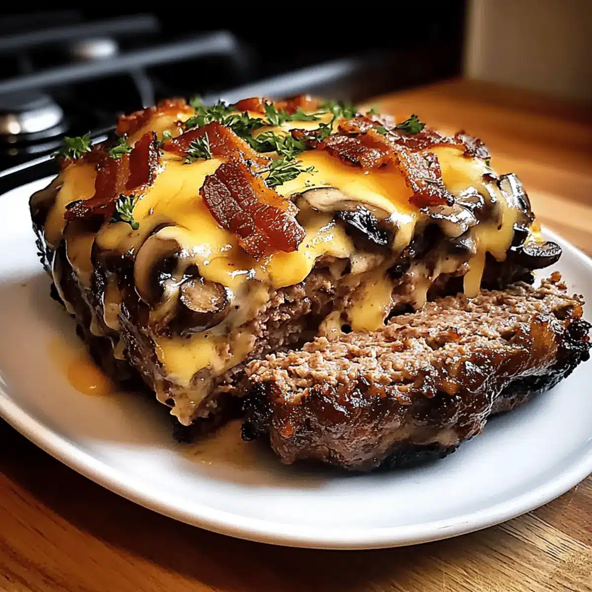Swiss Bacon Mushroom Meatloaf