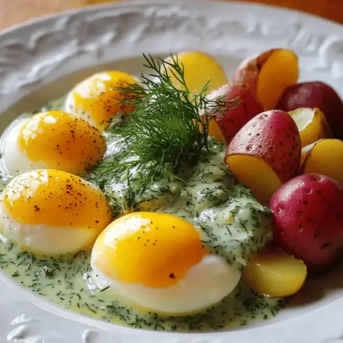Eggs in dill sauce with potatoes