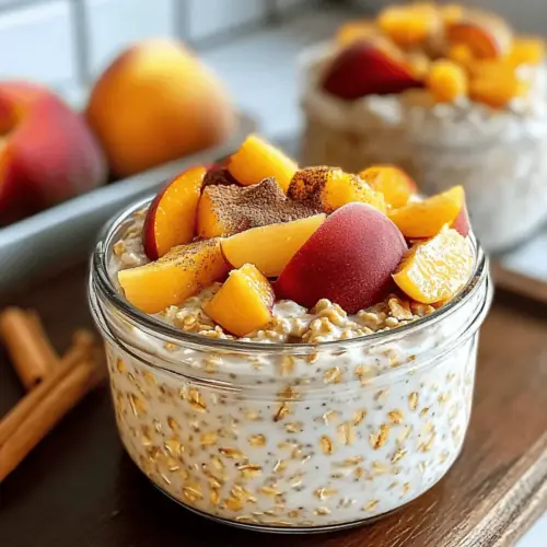 Delightful Peach Cobbler Overnight Oats