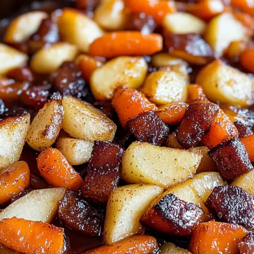 Maple Dijon Roasted Apples & Carrots