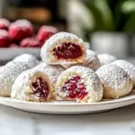 Raspberry Almond Snowball Cookies
