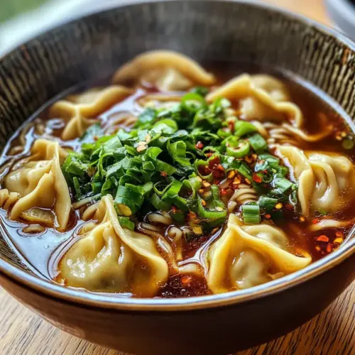 Hot and Sour Dumpling Noodle Soup