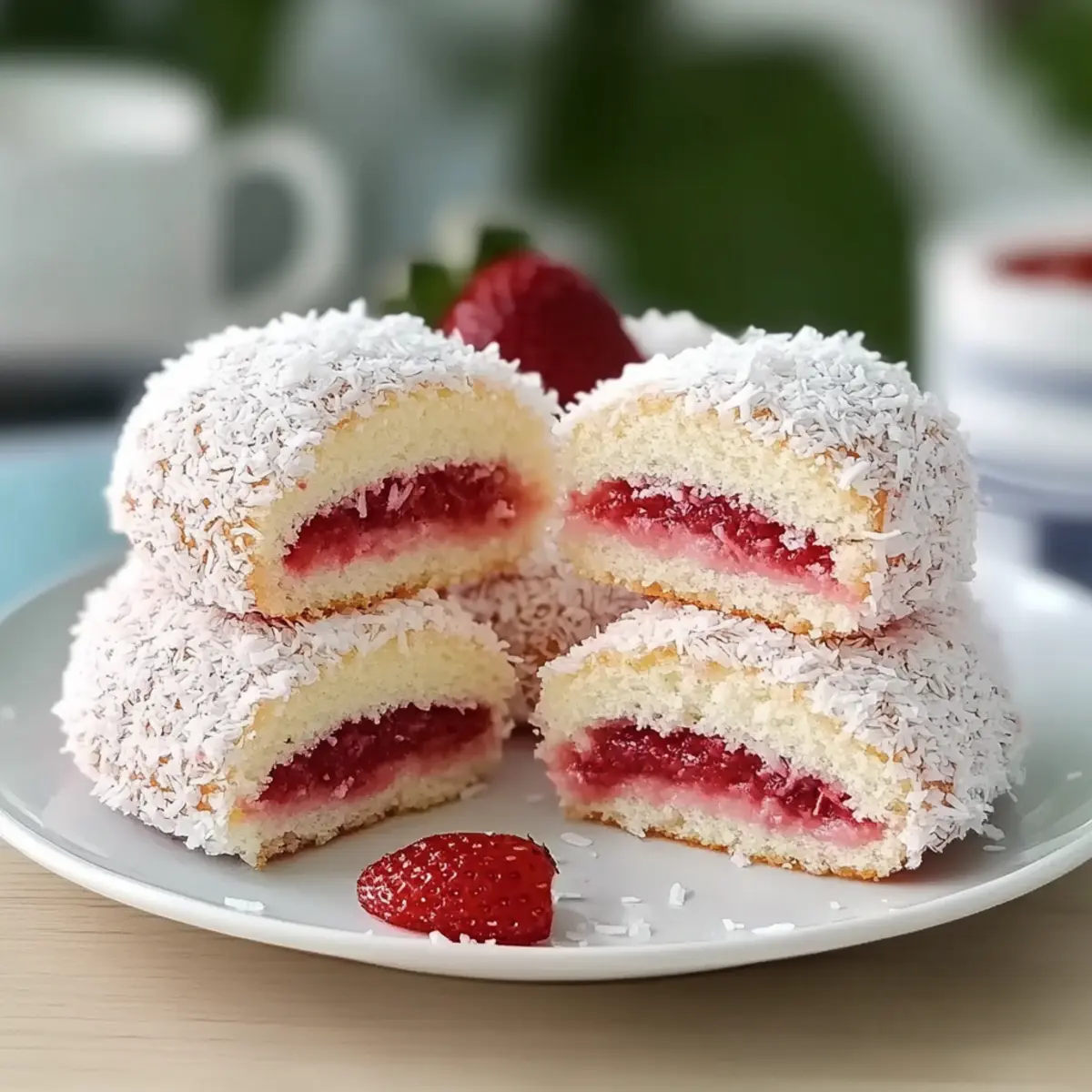 Strawberry Coconut Sponge Cakes