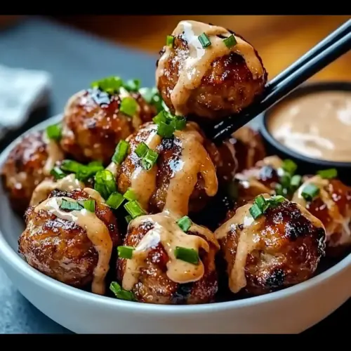 Korean BBQ Meatballs with Spicy Mayo Dip