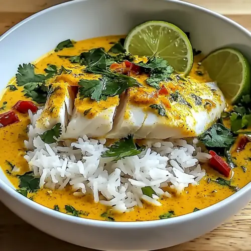 Coconut Lime Fish Curry with Jasmine Rice