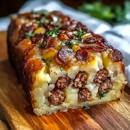 Bacon and Sausage-Stuffed Potato Loaf