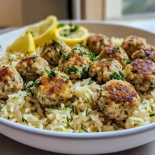 Greek Turkey Meatballs with Lemon Herb Rice
