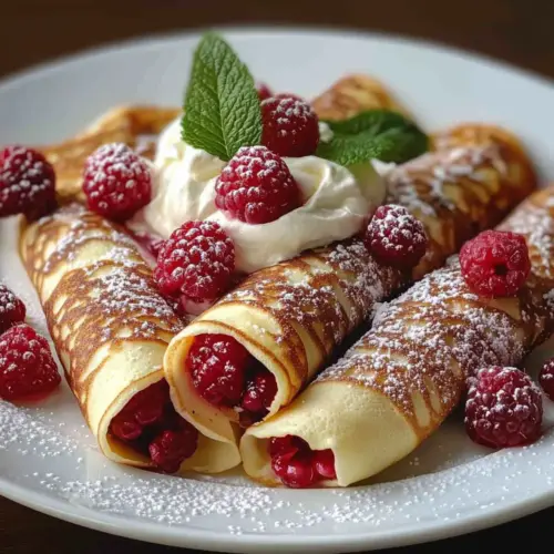 Raspberry Vanilla Cream Crepes