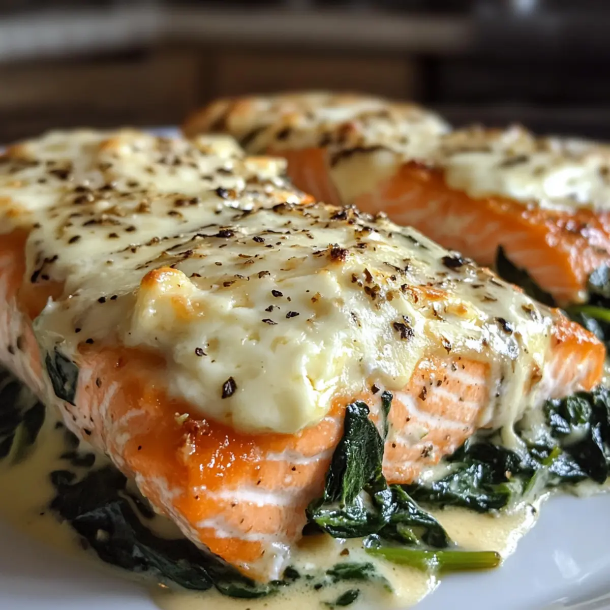 Baked Salmon with Spinach and Mozzarella