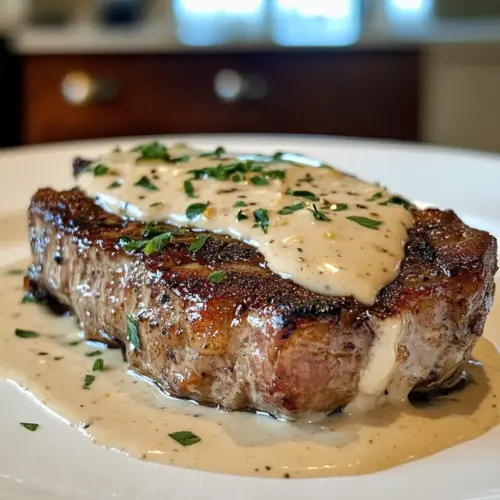 Steak with Haunted Bourbon Garlic Cream Sauce