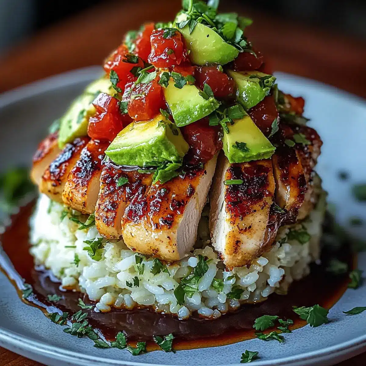 Honey Lime Chicken & Avocado Rice Stack