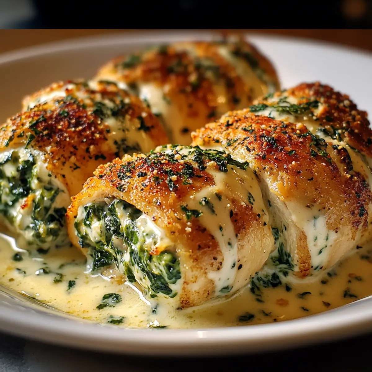 Cheesy Spinach Stuffed Chicken Roll-Ups