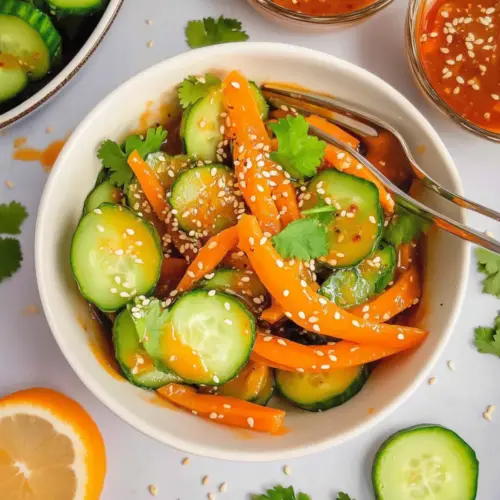 Carrot and Cucumber Salad with Spicy Dressing