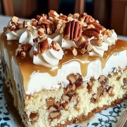 Butter Pecan Praline Poke Cake