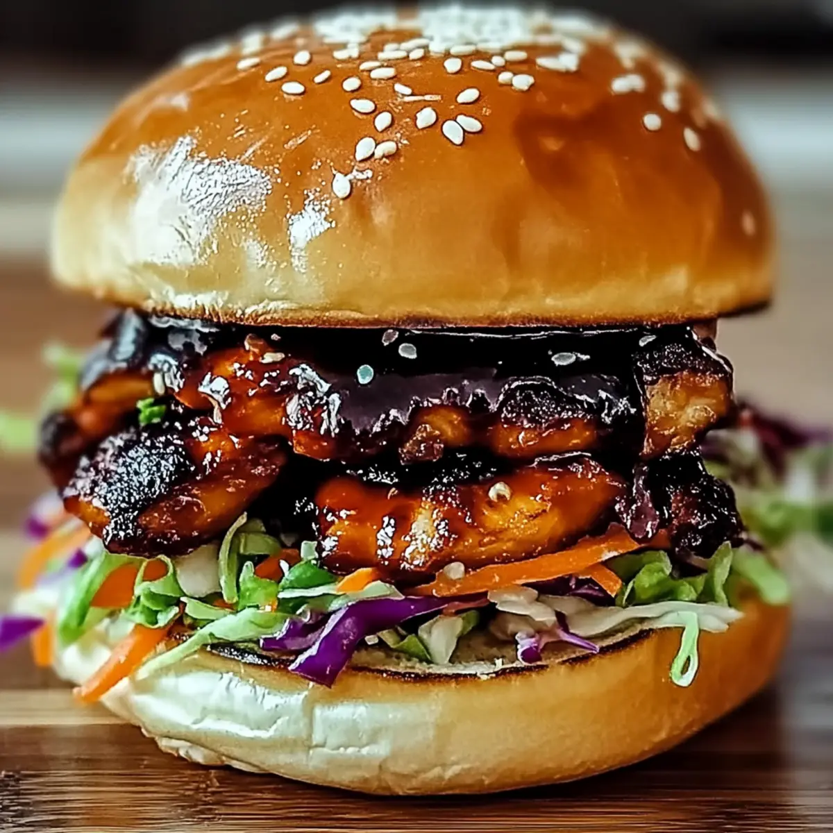 Korean BBQ Chicken Sandwich with Zesty Cabbage Slaw Bliss