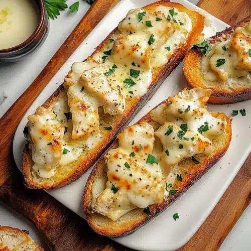 Chicken Alfredo Garlic Bread