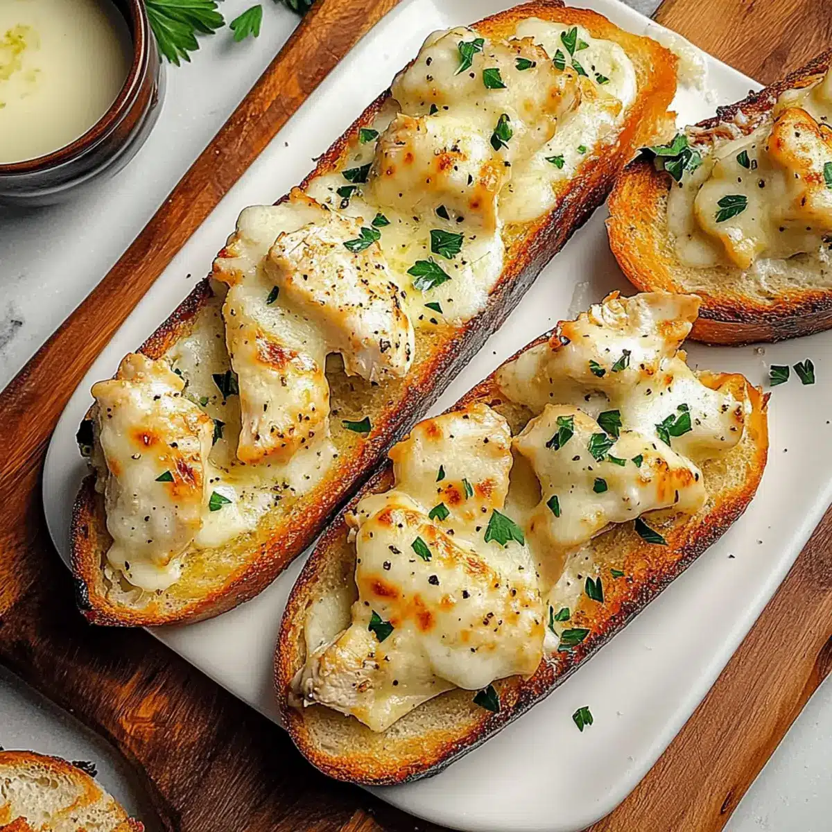 Chicken Alfredo Garlic Bread