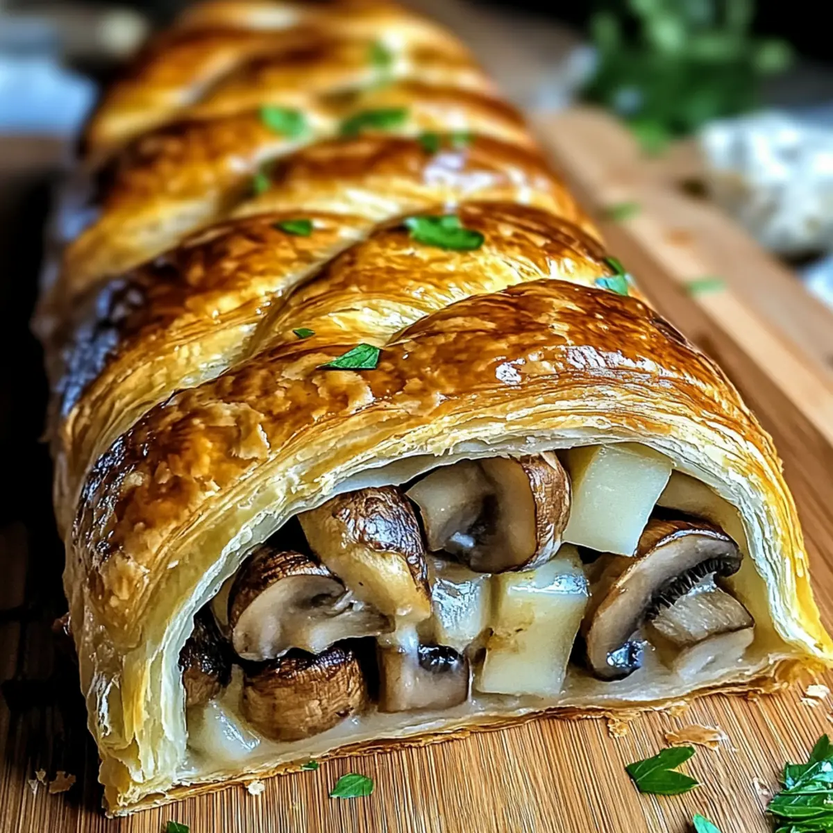 Mushroom & Gruyère Puff Pastry Braid
