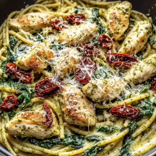 Creamy Chicken Pesto Pasta with Spinach