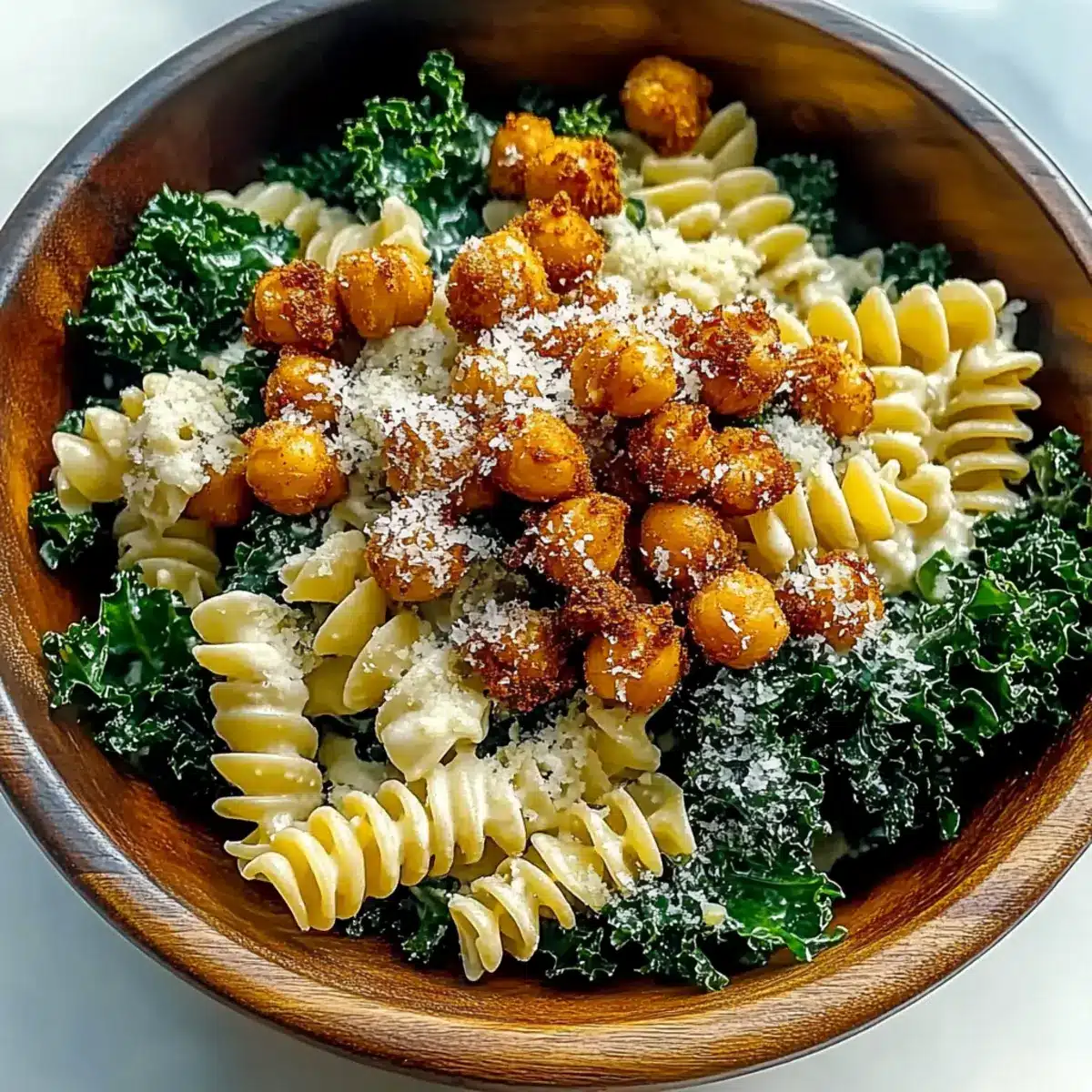 Kale Caesar Pasta Salad
