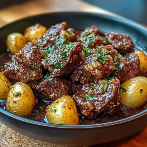 Slow Cooker Garlic Butter Beef with Potatoes