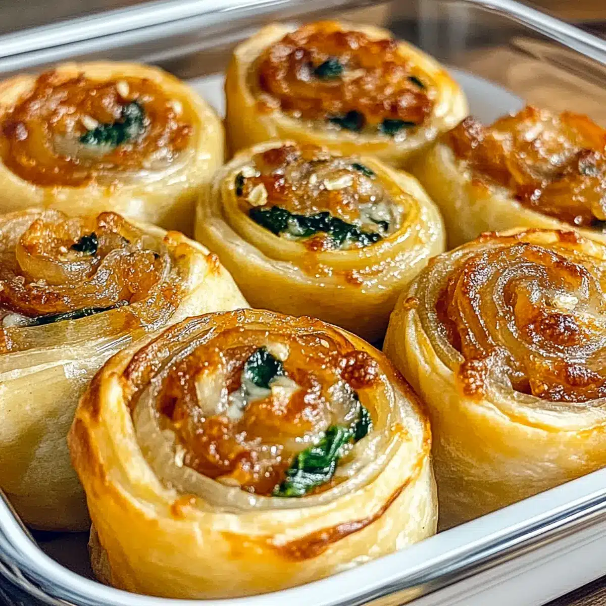 Vegan Caramelized Onion & Spinach Pizza Rolls