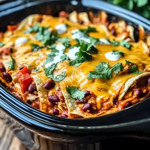 Crockpot Chicken Enchilada Casserole