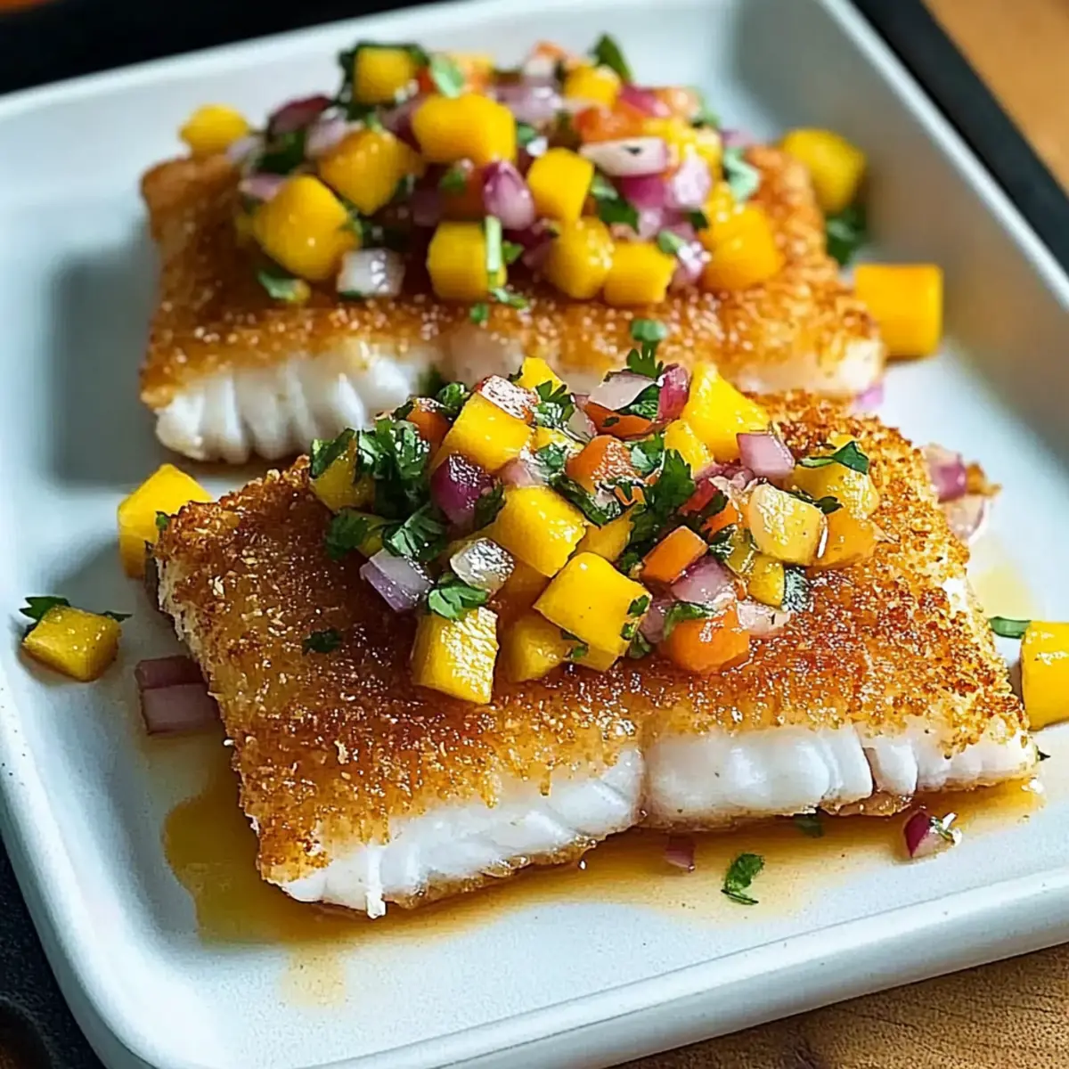 Tropical Coconut Crusted Fish with Mango Salsa