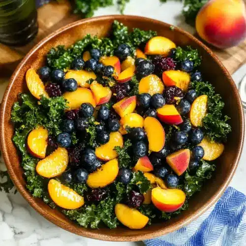 Summer Peach Blueberry Kale Salad