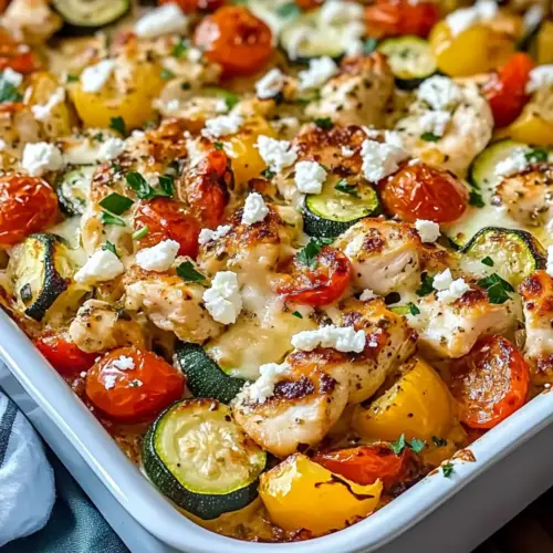 Mediterranean Chicken Zucchini Bake