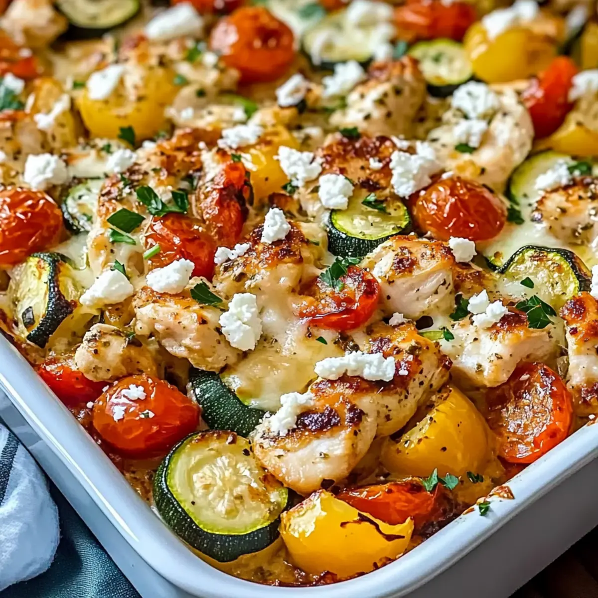 Mediterranean Chicken Zucchini Bake