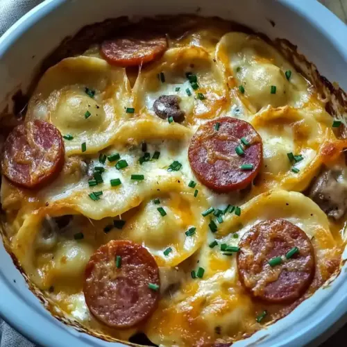 Crockpot Pierogi Casserole with Kielbasa