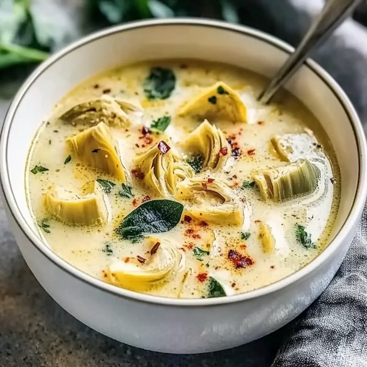 Lemony Tuscan Artichoke Soup
