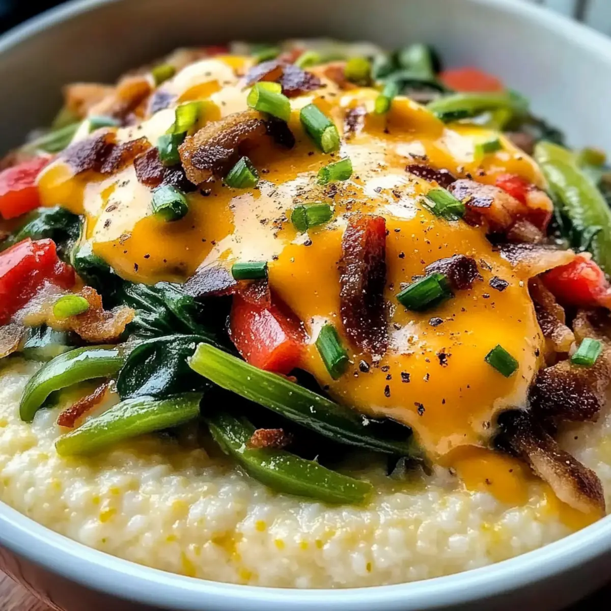 Quick Breakfast Grits with Veggies