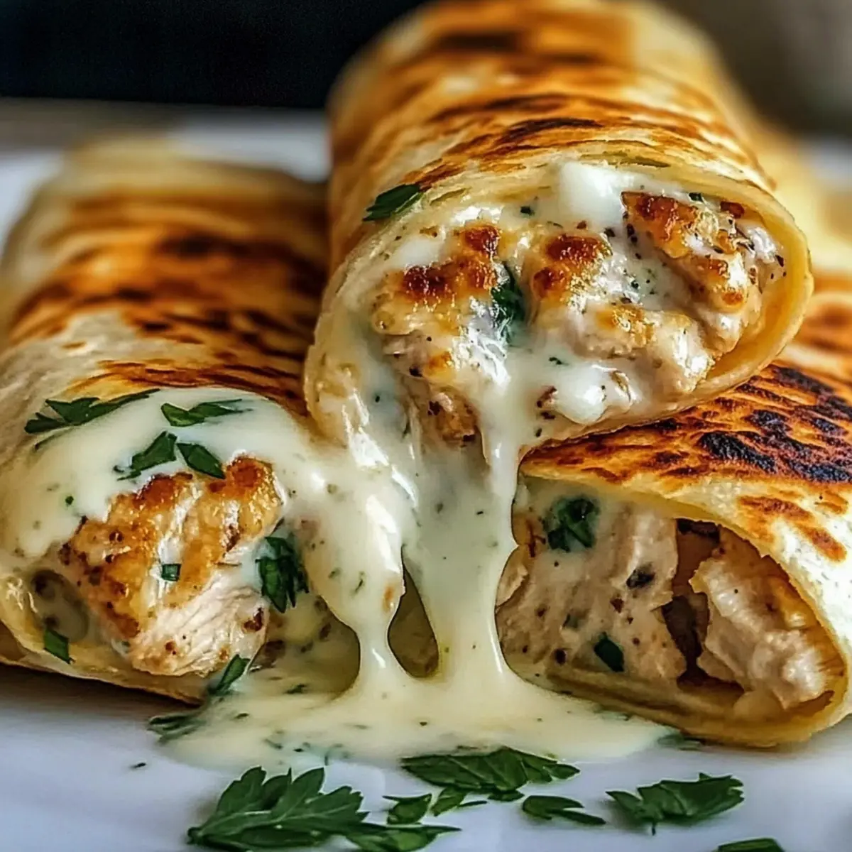 Low Carb Cheesy Garlic Chicken Wraps