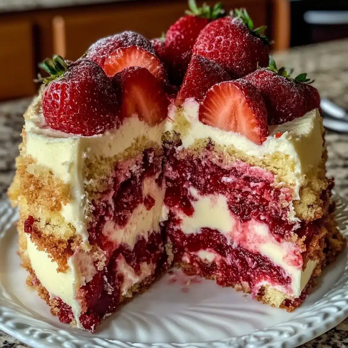 Strawberry Earthquake Cake
