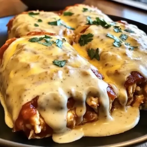 Cheesy Chicken Enchiladas with Creamy Sauce