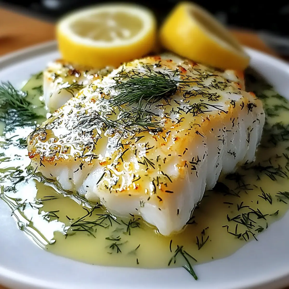Baked Cod with Lemon Dill Sauce