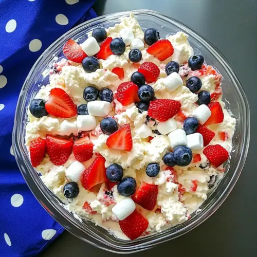 red white blue cheesecake salad