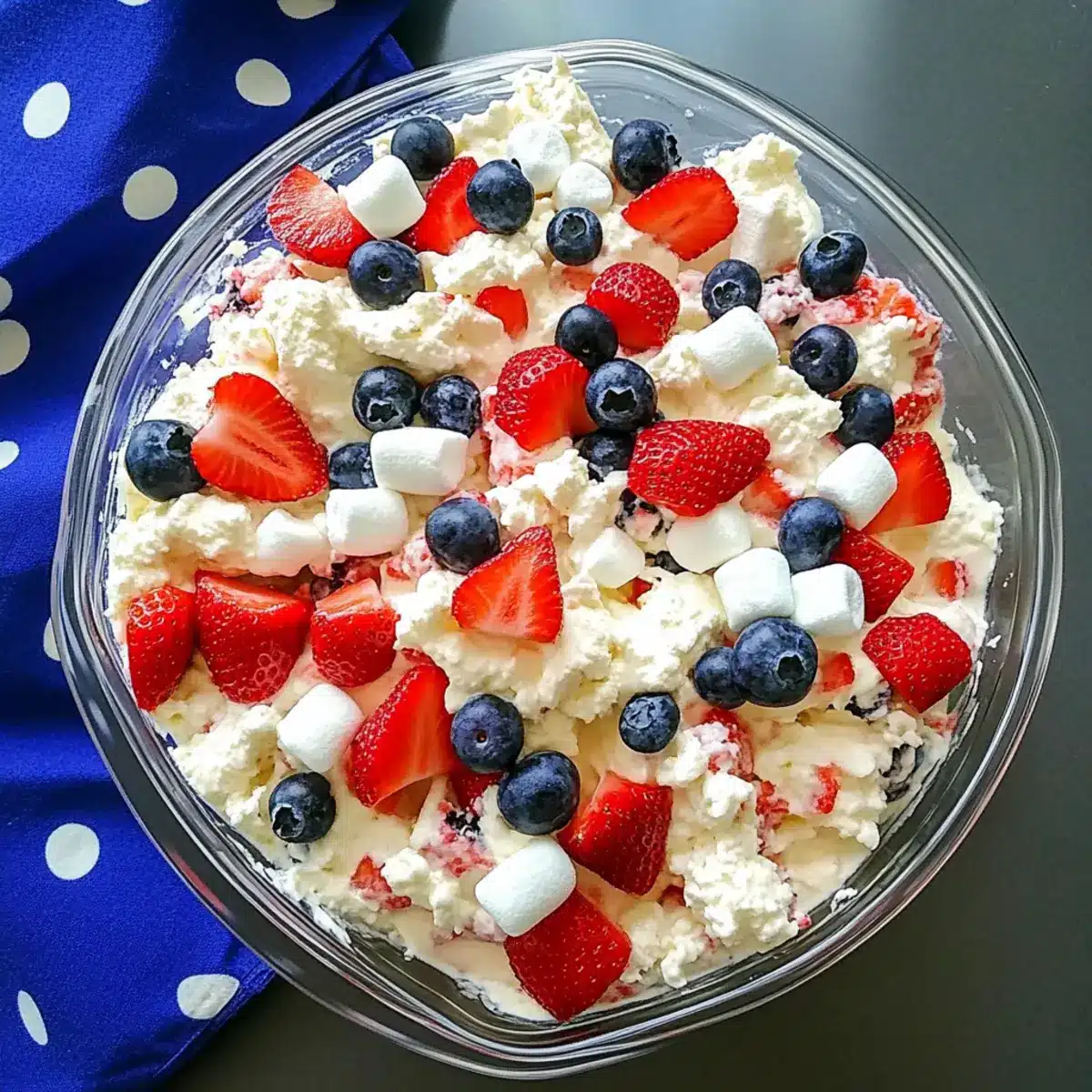 red white blue cheesecake salad