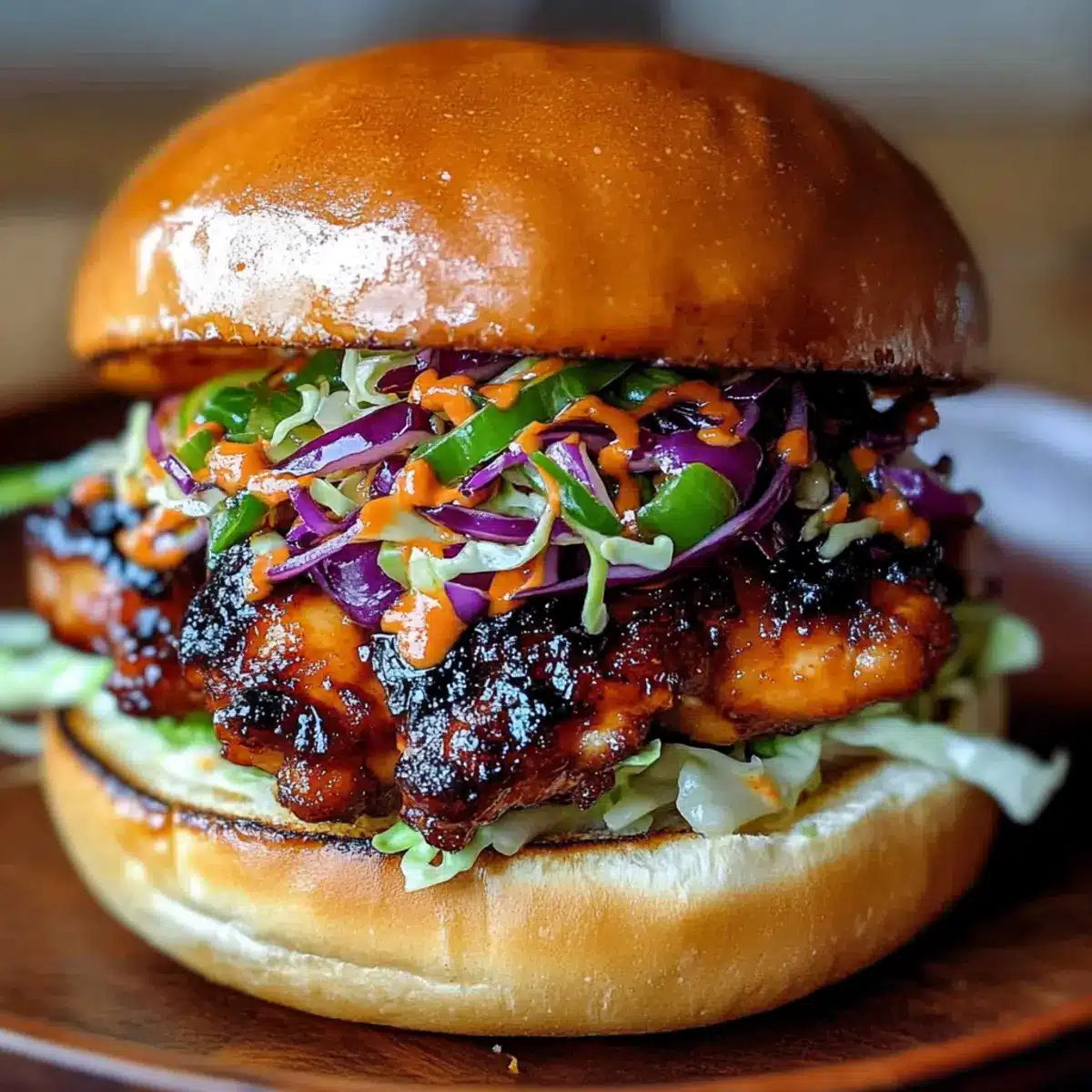 Korean BBQ Chicken Sandwich with Cabbage Slaw