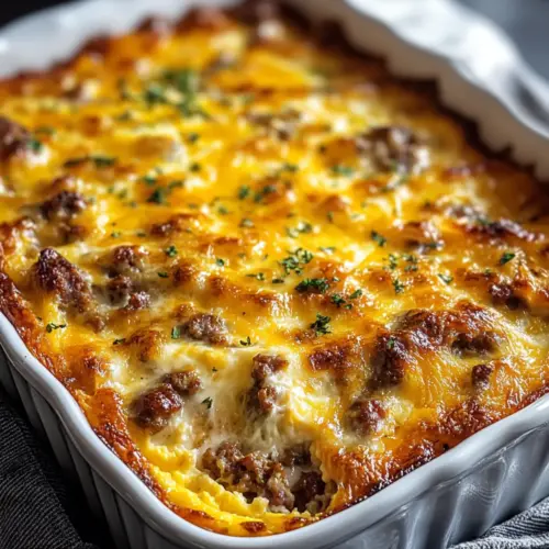 Sausage, Egg, and Cream Cheese Hashbrown Casserole