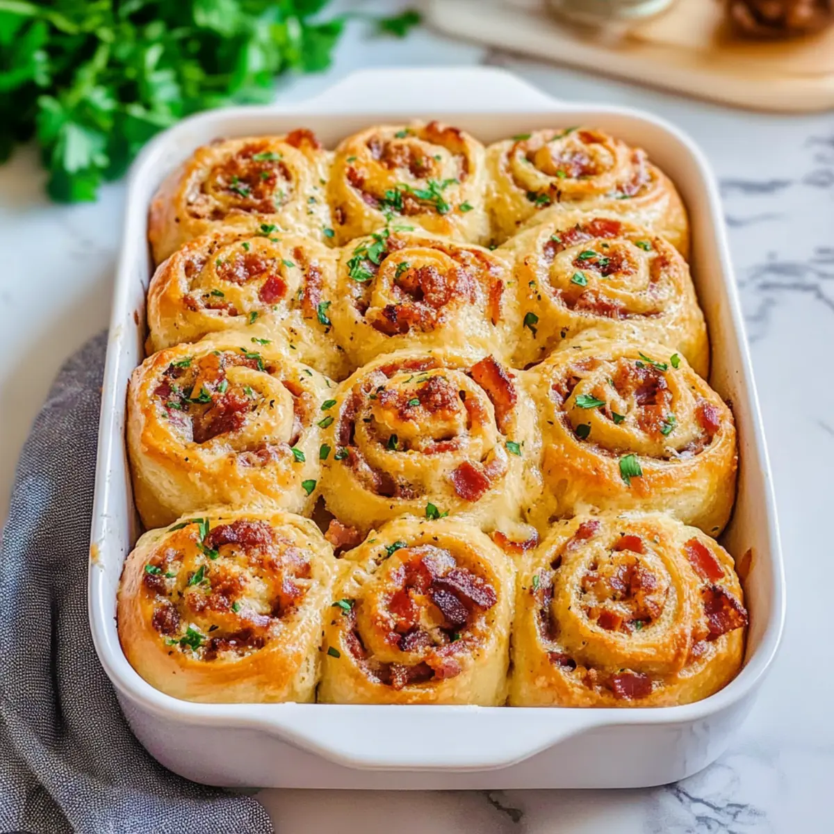 Bacon & Cheese Rolls with Garlic Butter