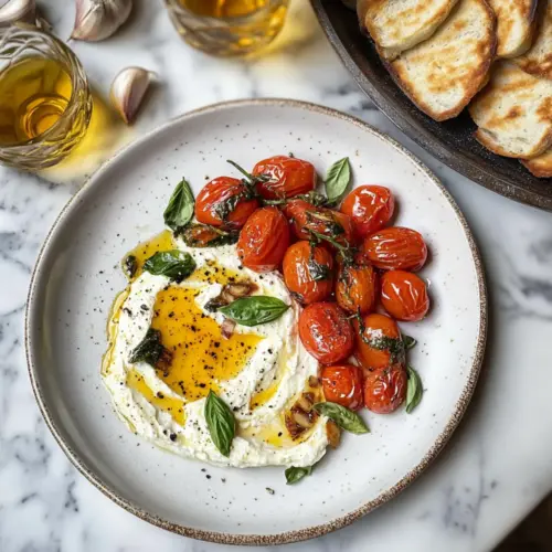 whipped feta with roasted tomatoes & garlic