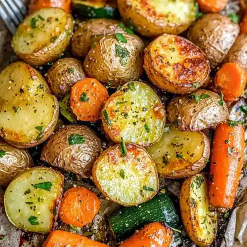 Garlic Herb Roasted Potatoes Carrots and Zucchini
