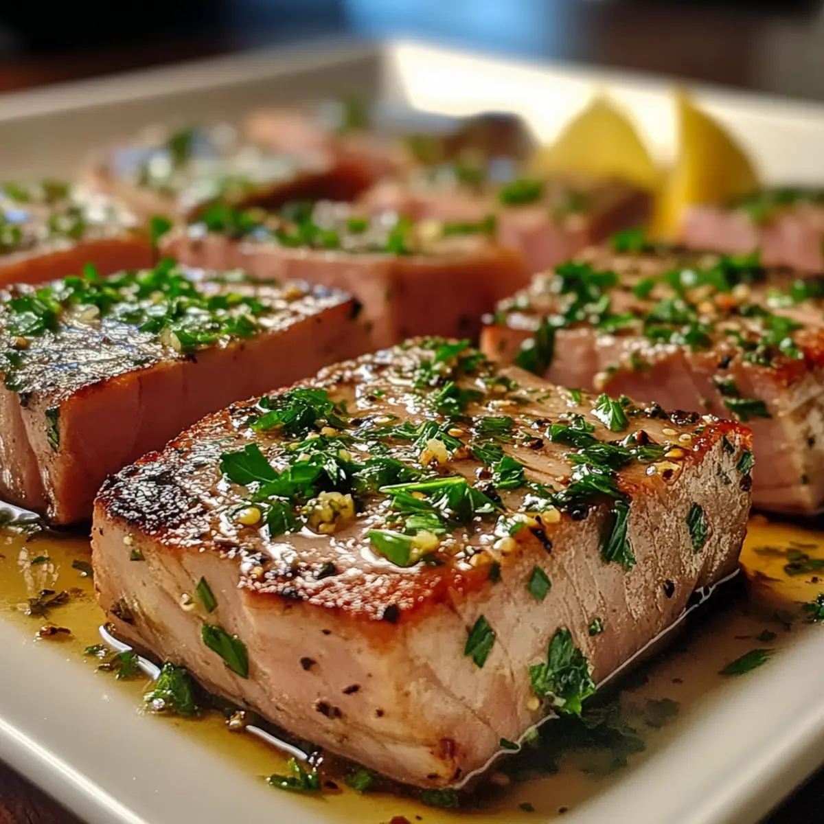 Seared Tuna Steaks with Garlic Herb Butter